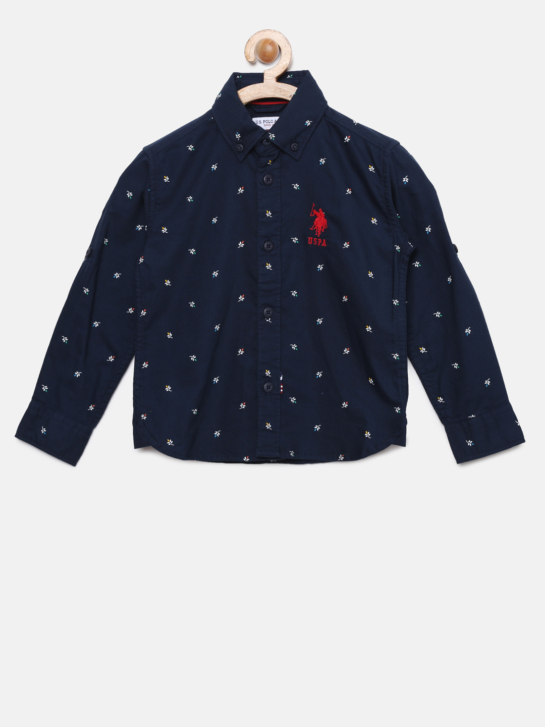 

U.S. Polo Assn. Kids Boys Navy Blue Regular Fit Printed Casual Shirt