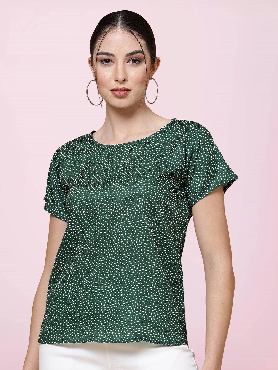 

BAESD Geometric Print Crepe Top, Green
