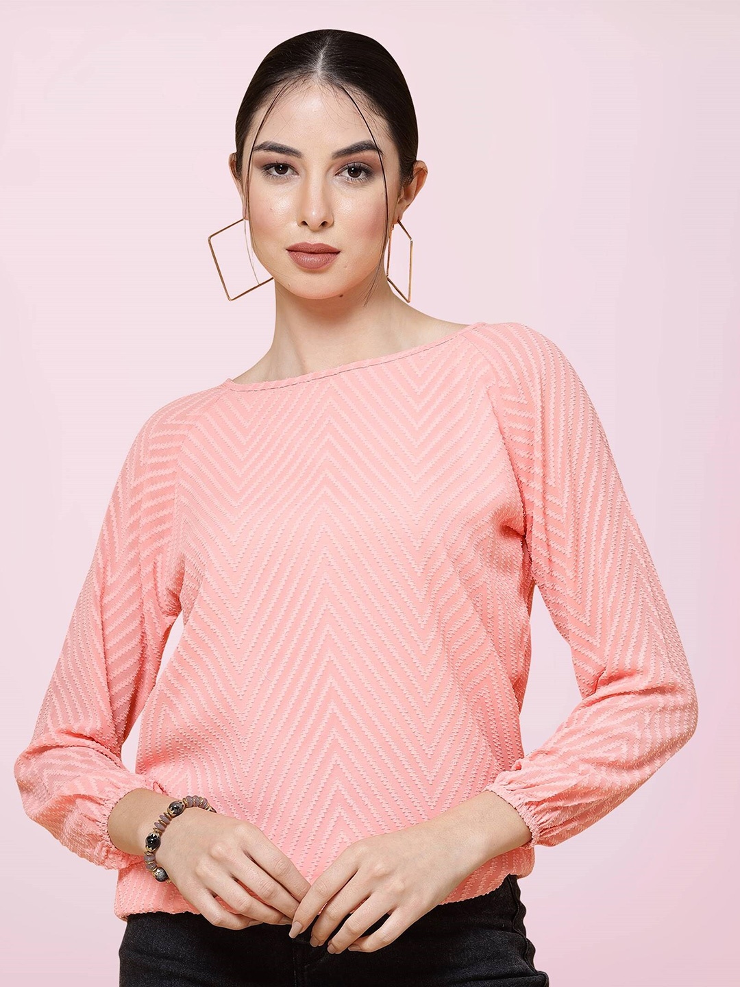 

BAESD Self Design Raglan Sleeve Top, Pink
