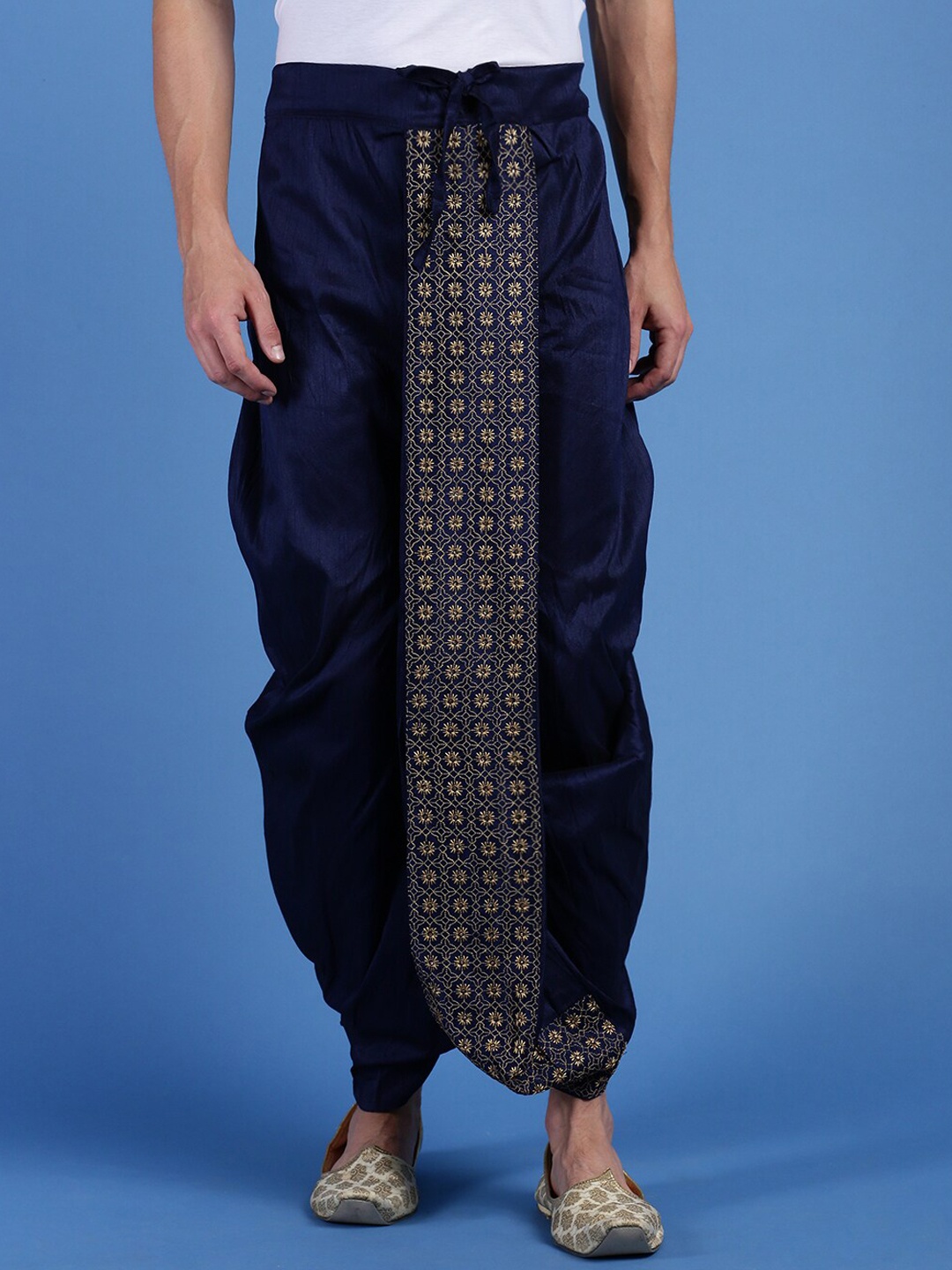 

Sanwara Embroidered Art Silk Dhotis, Blue