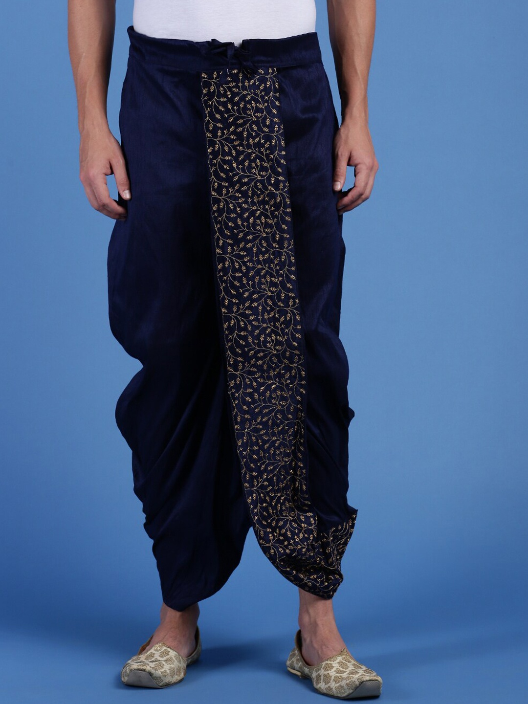 

Sanwara Embroidered Art Silk Dhotis, Blue