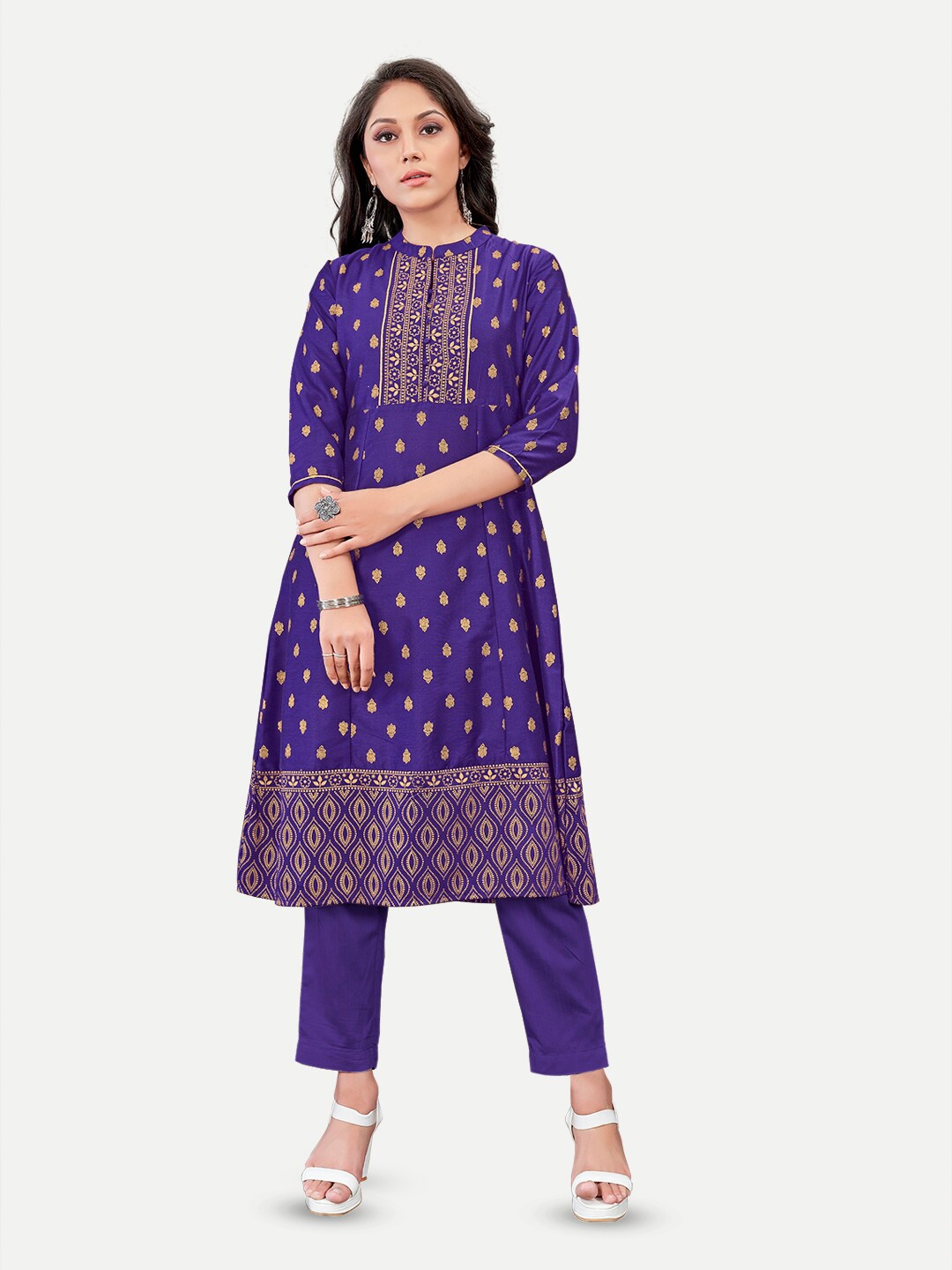 

Riti Ethnic Motifs Printed Pure Cotton Kurta, Navy blue