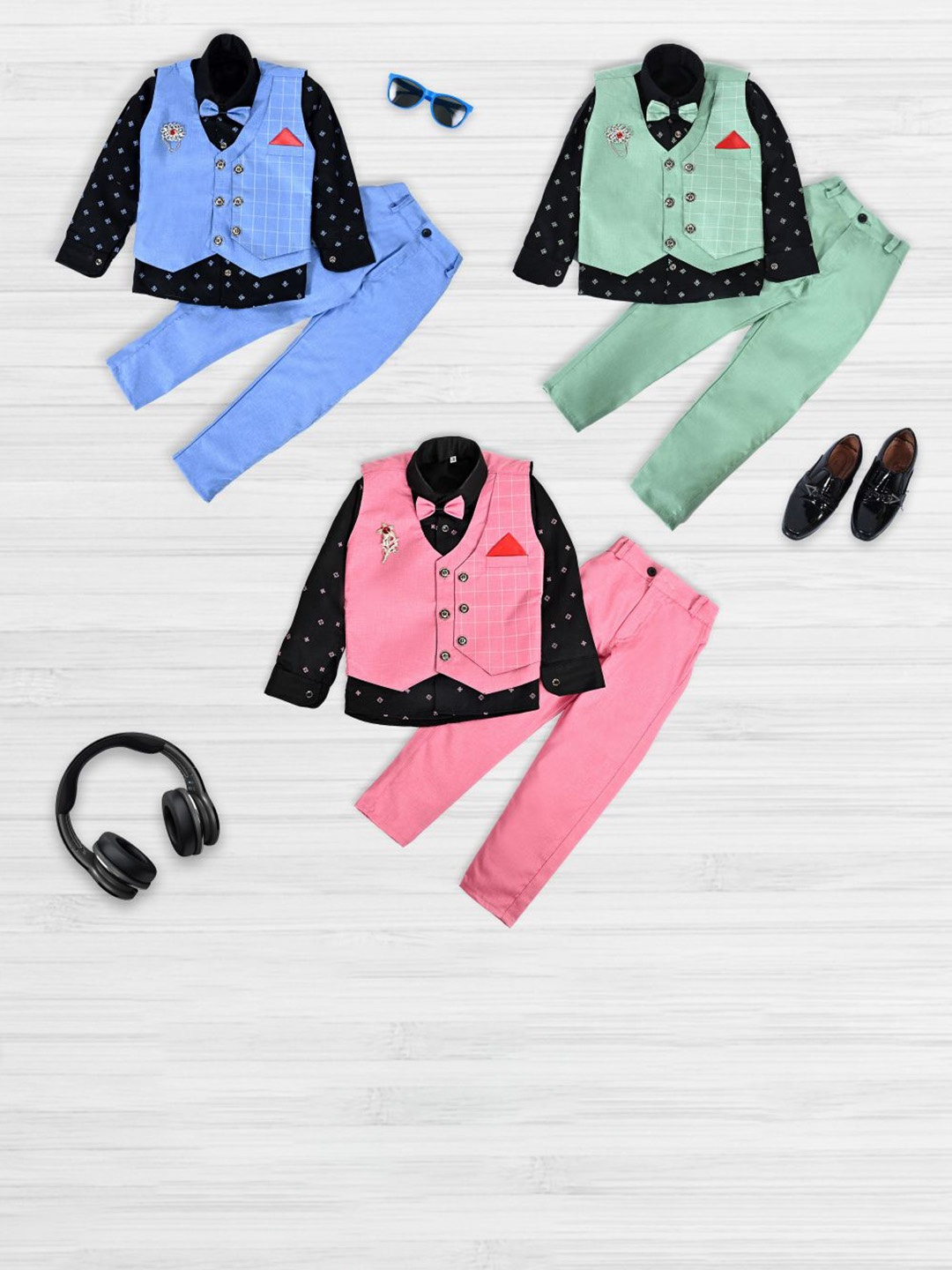 

BAESD Boys Pure Cotton Shirt & Trousers With Waistcoat, Pink