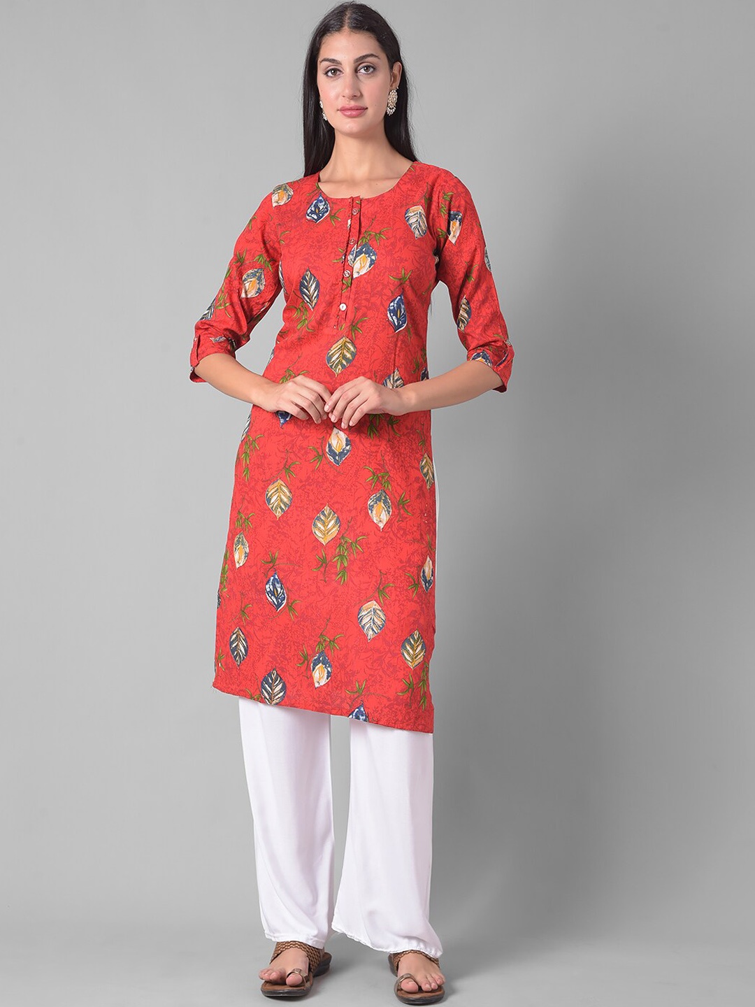 

Dollar Missy Floral Printed Straight Kurta, Red