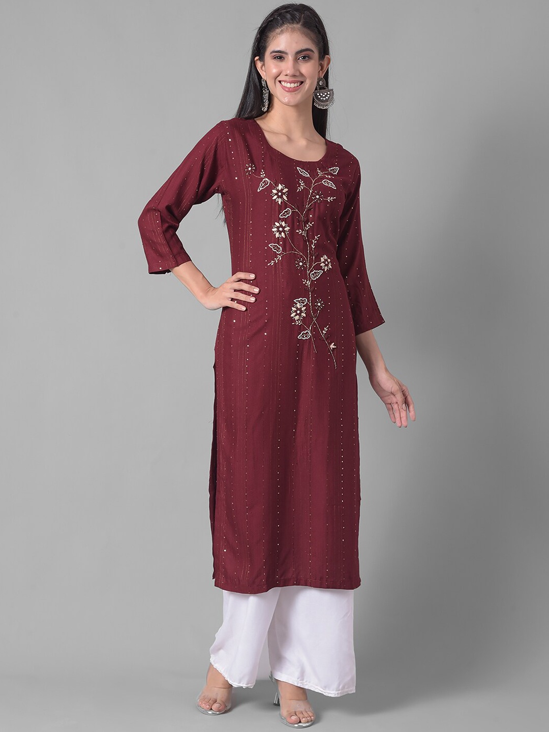

Dollar Missy Embellished Bead Work Straight Kurta, Maroon