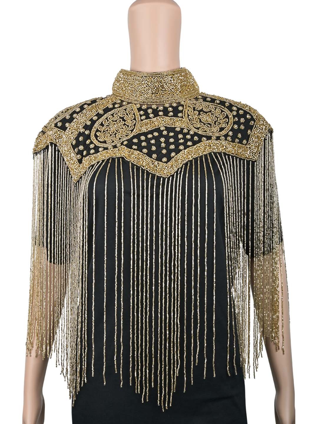 

Vdesi Women Gold-Toned Party Tasselled Crop Ethnic Shrug