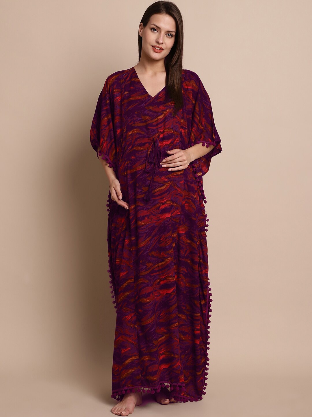 

Secret Wish Printed Maternity Kaftan Nightdress, Purple