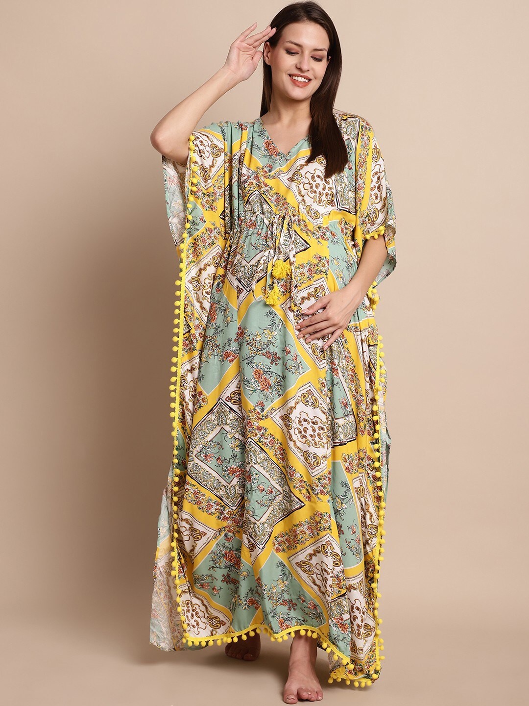 

Secret Wish Printed Maternity Kaftan Nightdress, Yellow