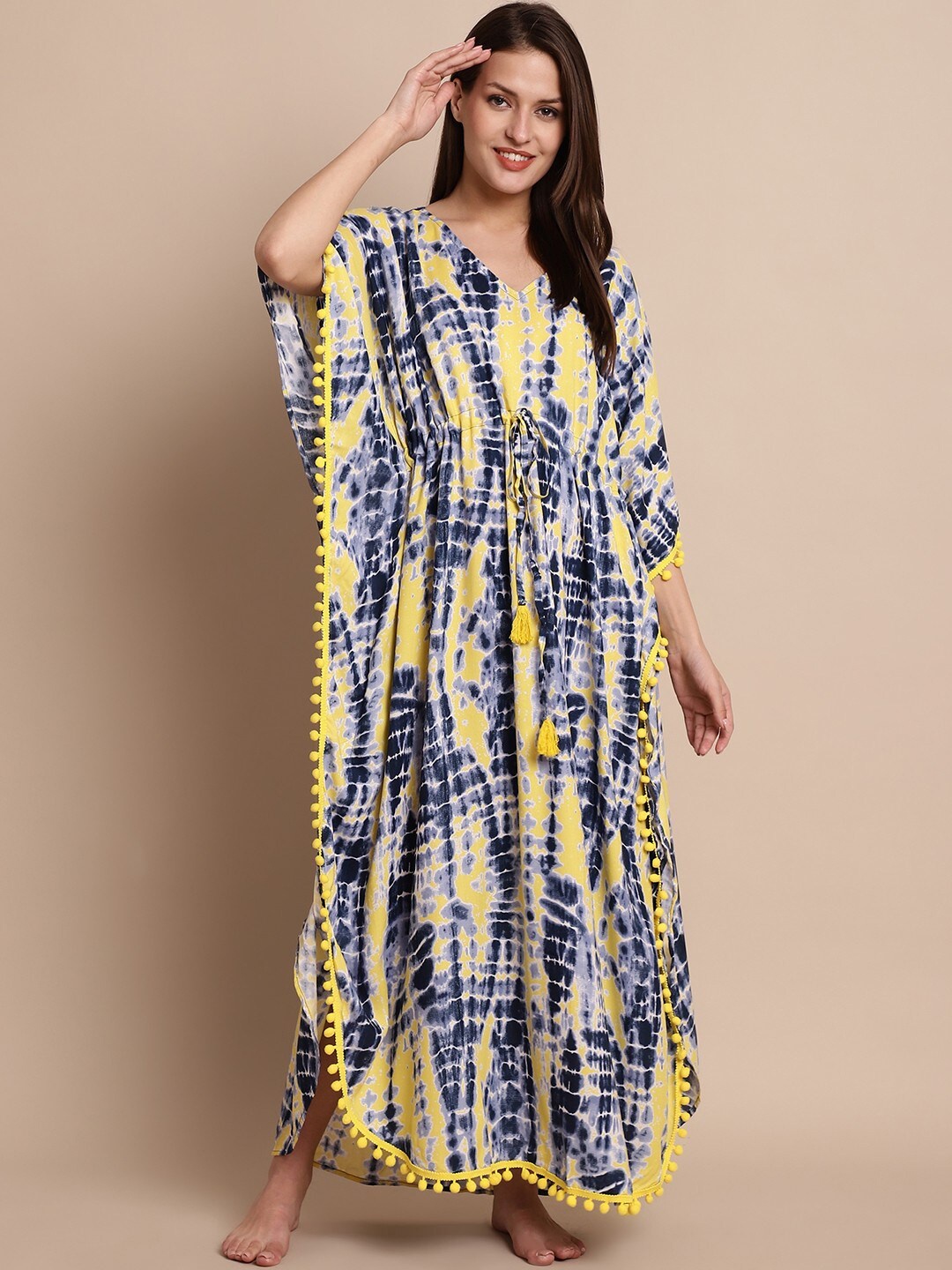 

Secret Wish Tie & Dyed Kaftan Nightdress, Yellow