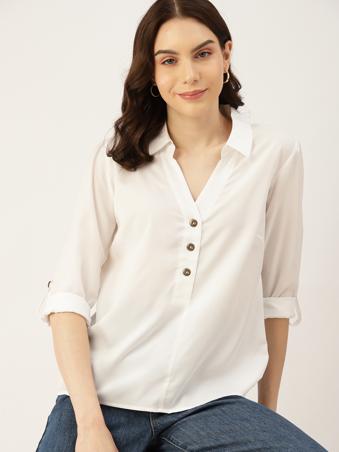 

DressBerry Opaque Casual Shirt, White