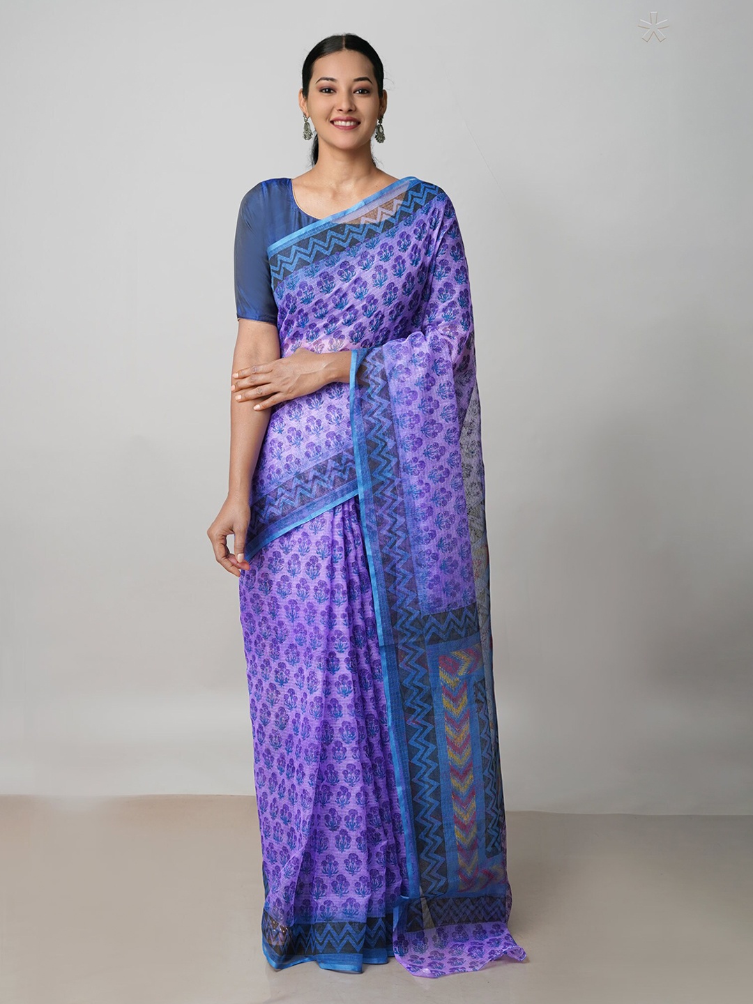 

Unnati Silks Ethnic Motifs Printed Pure Cotton Kota Saree, Purple