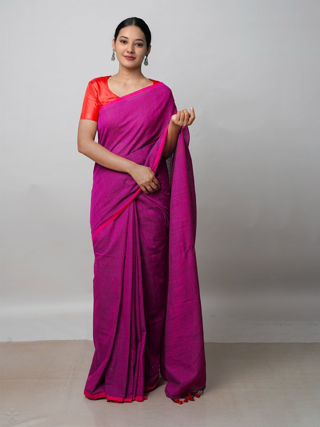 

Unnati Silks Pure Linen Jamdani Saree, Purple