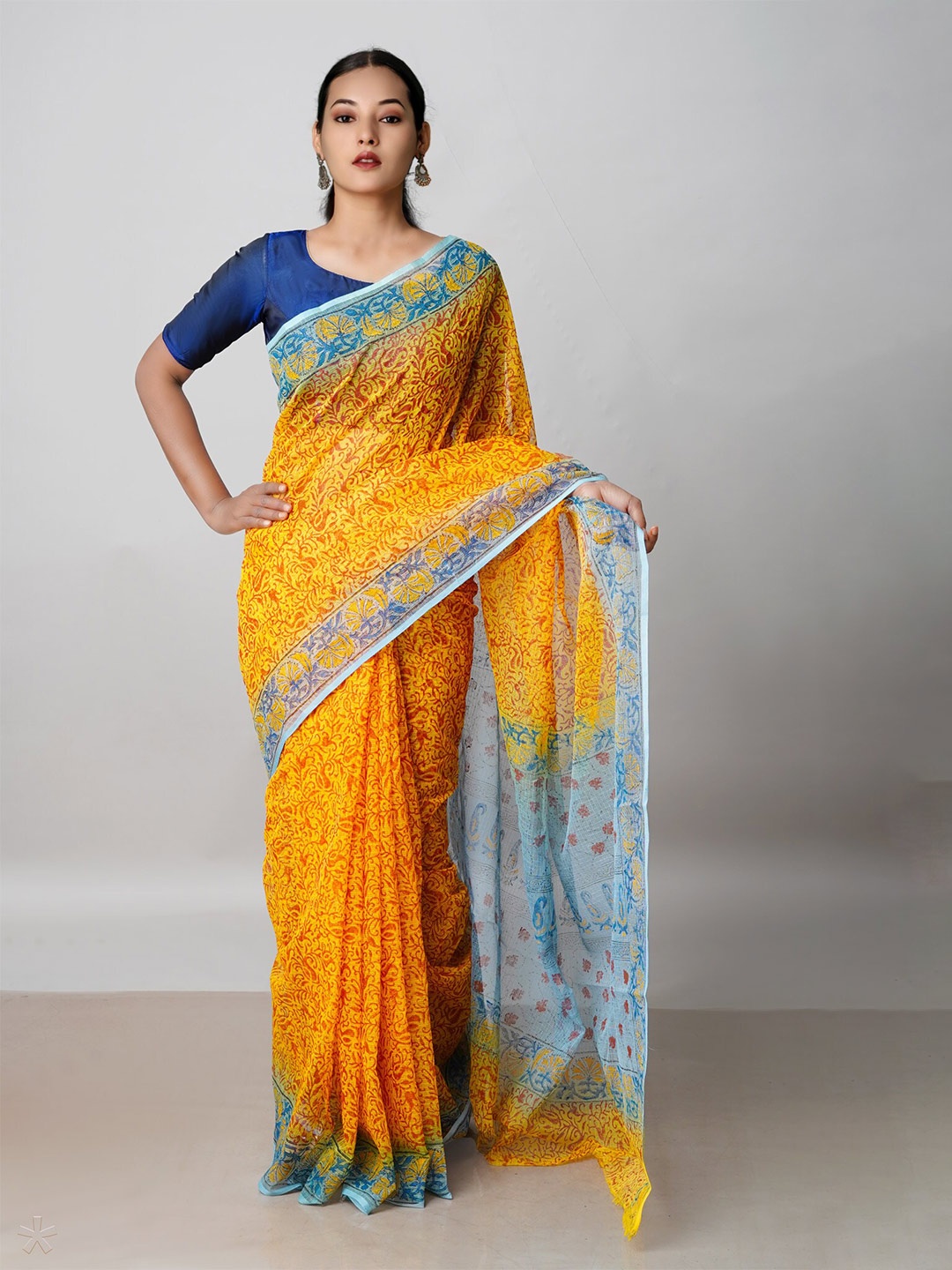 

Unnati Silks Ethnic Motifs Pure Cotton Kota Saree, Yellow