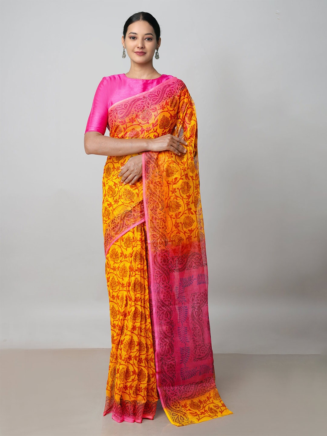 

Unnati Silks Floral Pure Cotton Kota Saree, Orange