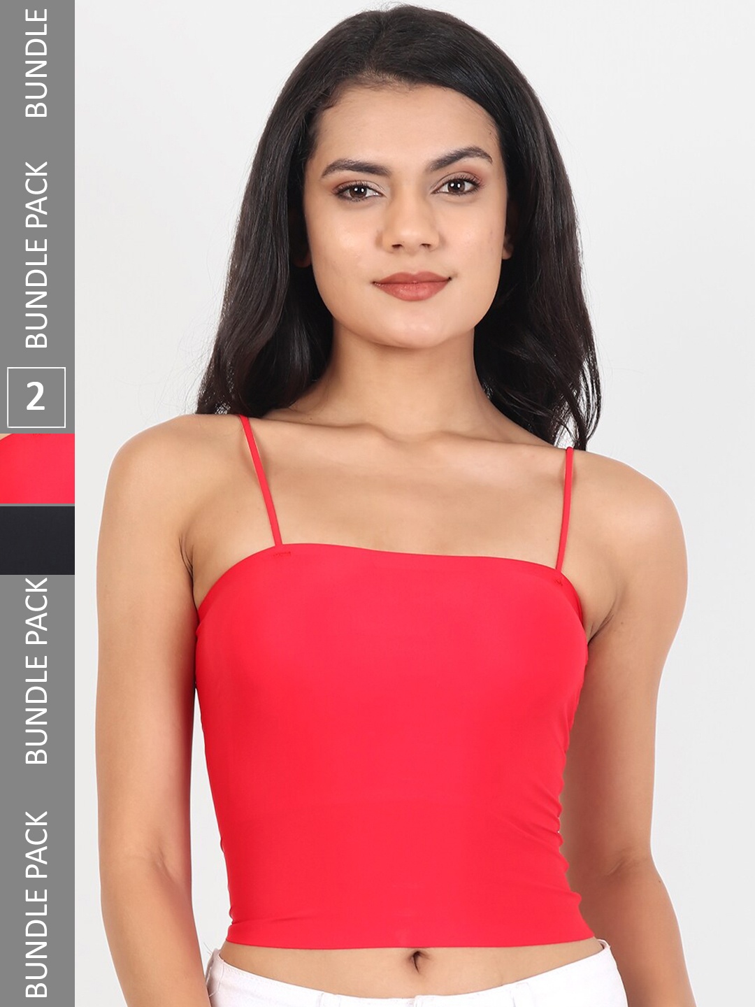 

Lebami Pack Of 2 Lightly Padded Camisoles, Red