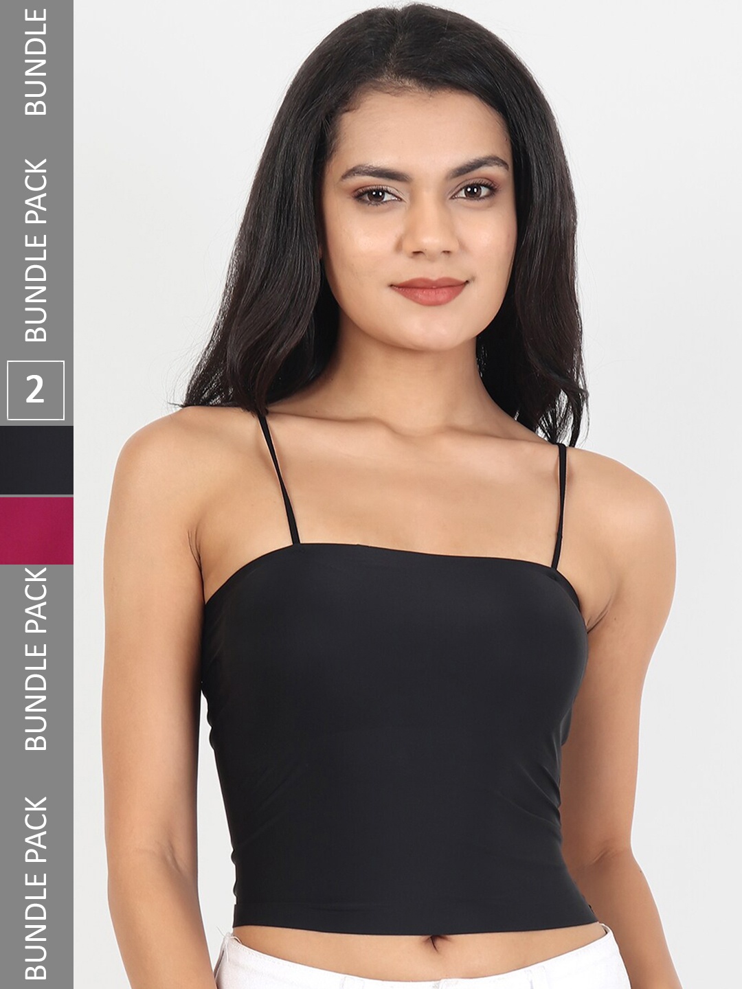 

Lebami Pack Of 2 Lightly Padded Camisoles, Black