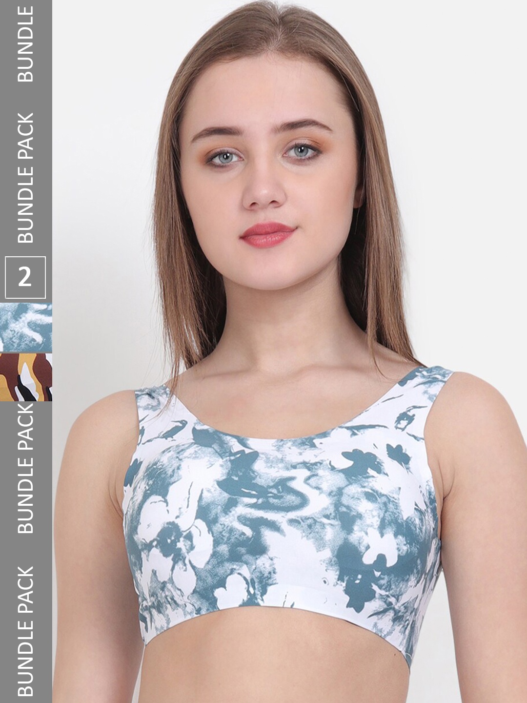 

Lebami Pack Of 2 Printed Full Coverage Lightly Padded Bralette Bra With All Day Comfort, White