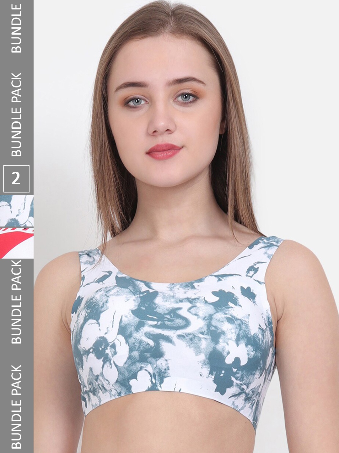 

Lebami Pack Of 2 Printed Full Coverage Lightly Padded Bralette Bra With All Day Comfort, White