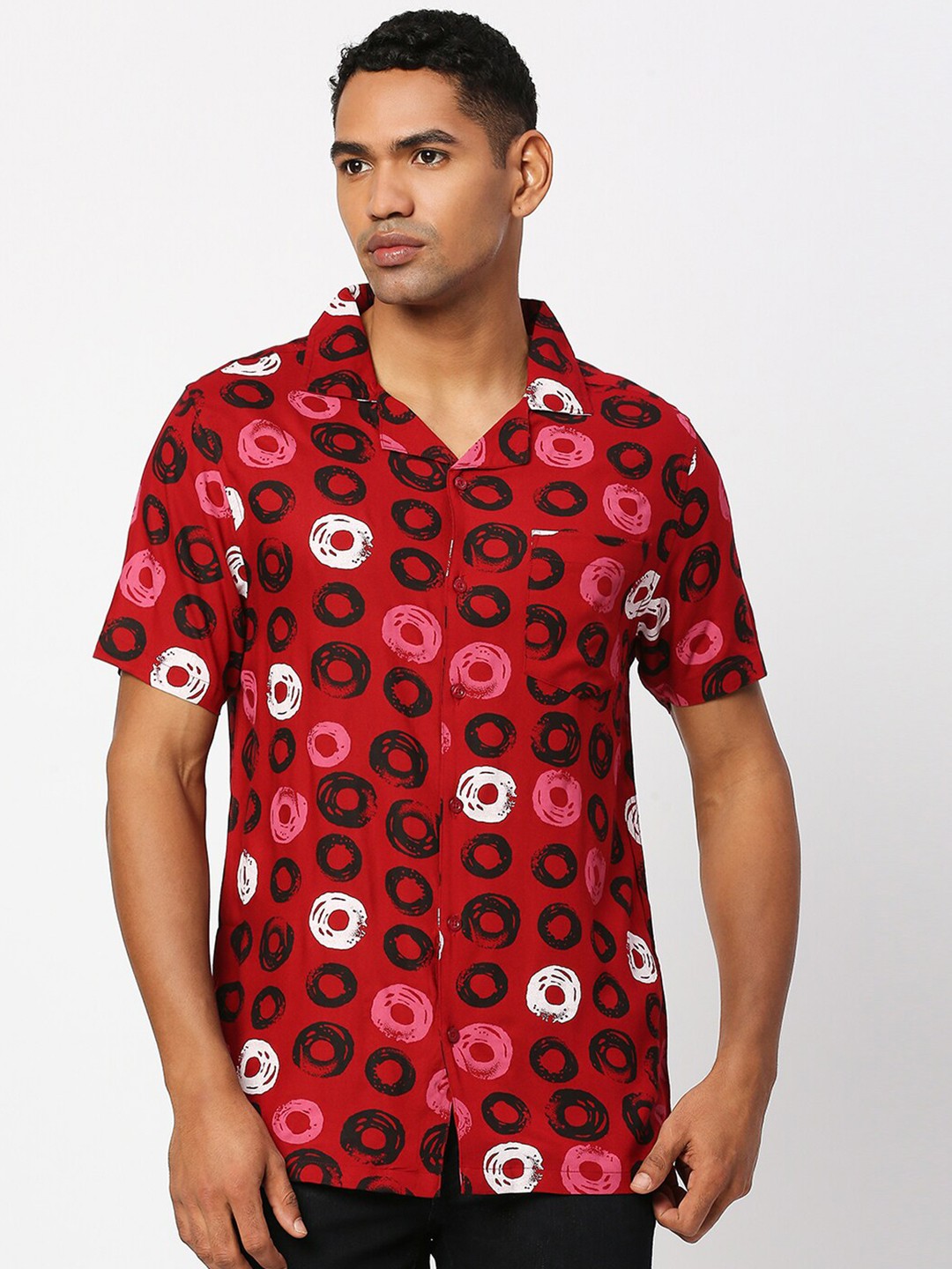 

MOD ECRU Geometric Printed Casual Shirt, Maroon