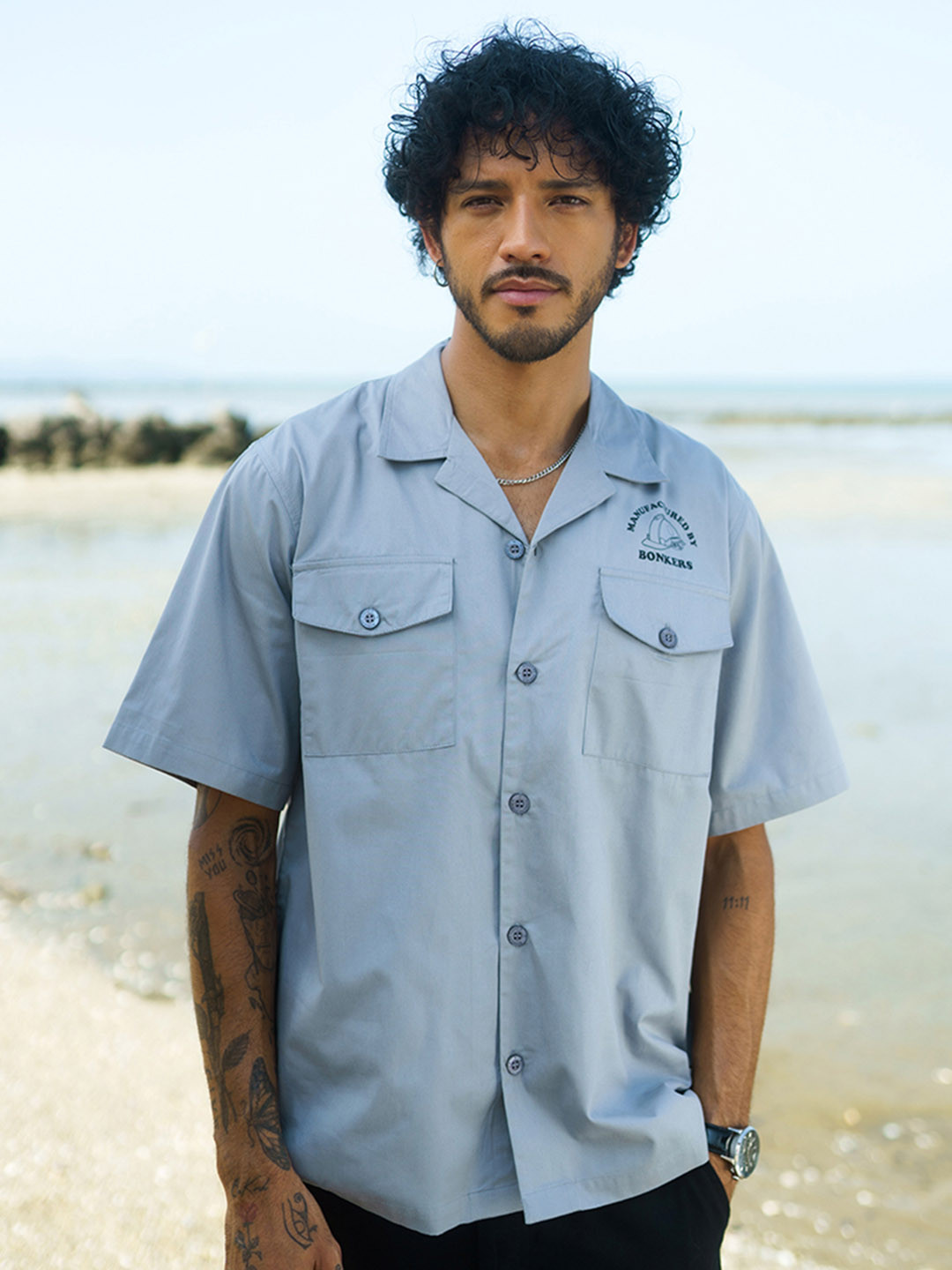 

Bonkers Corner Cotton Boxy Opaque Casual Shirt, Grey