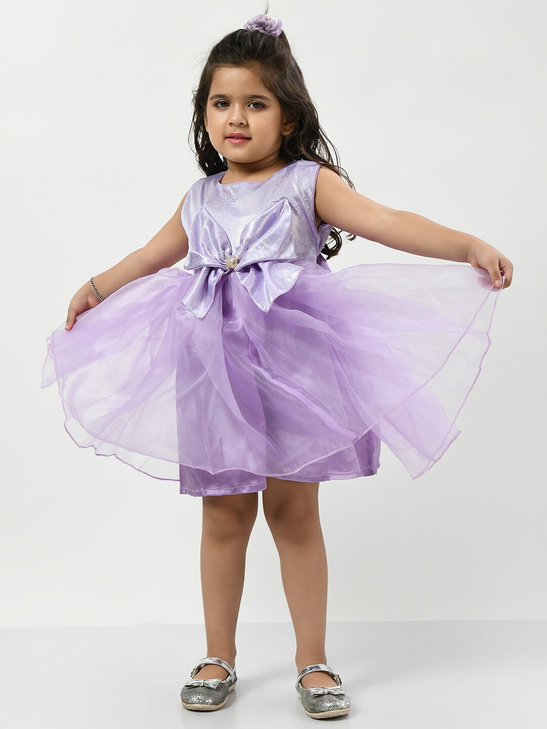 

Bella Moda Infant Girls Polka Dots Bow Detail Fit & Flare Dress, Violet