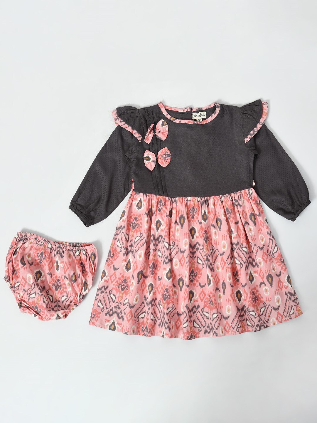 

Bella Moda Infant Girls Abstract Printed Pure Cotton Fit & Flare Dress, Grey