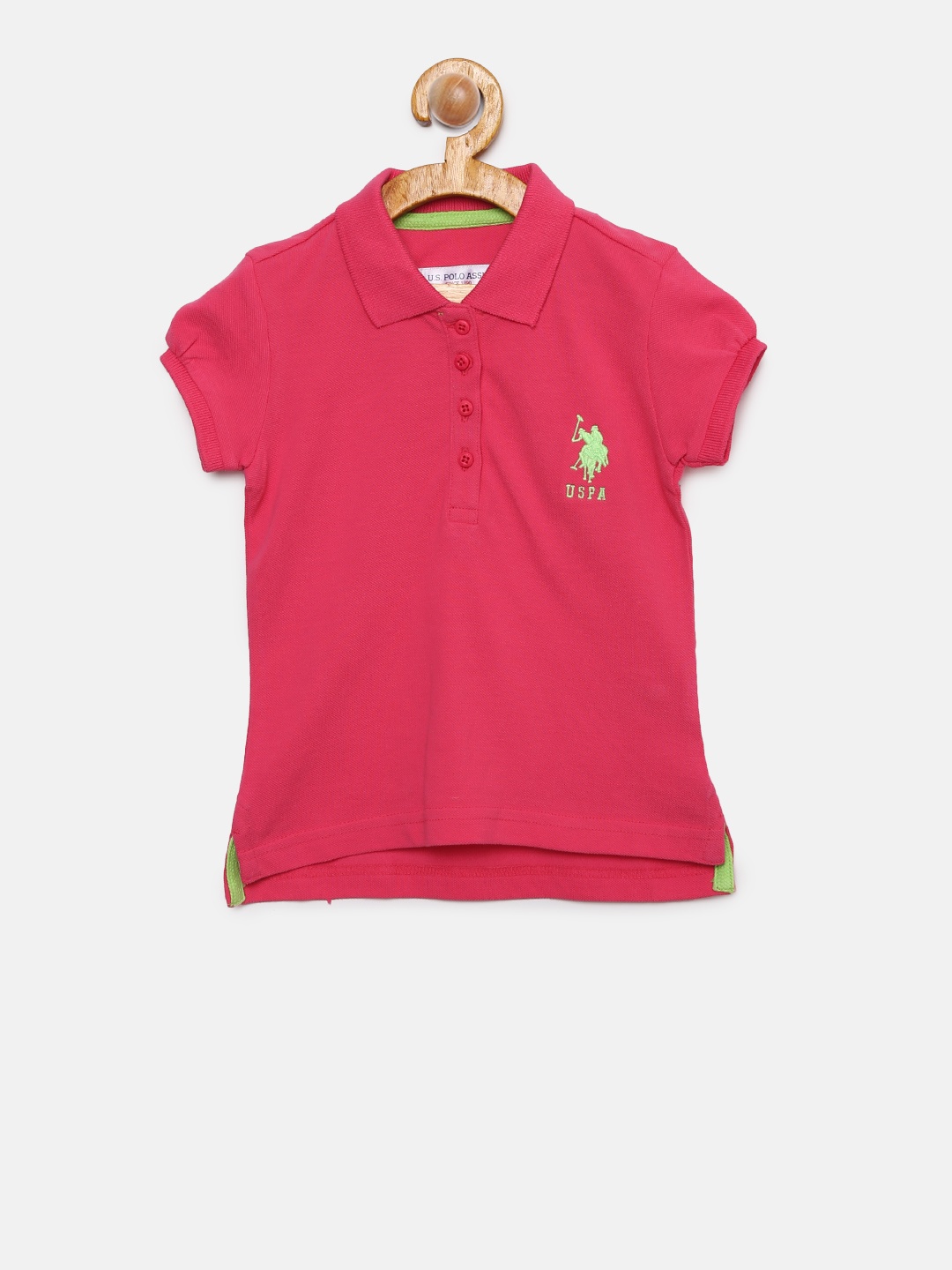 

U.S. Polo Assn. Kids Girls Pink Solid Polo T-shirt