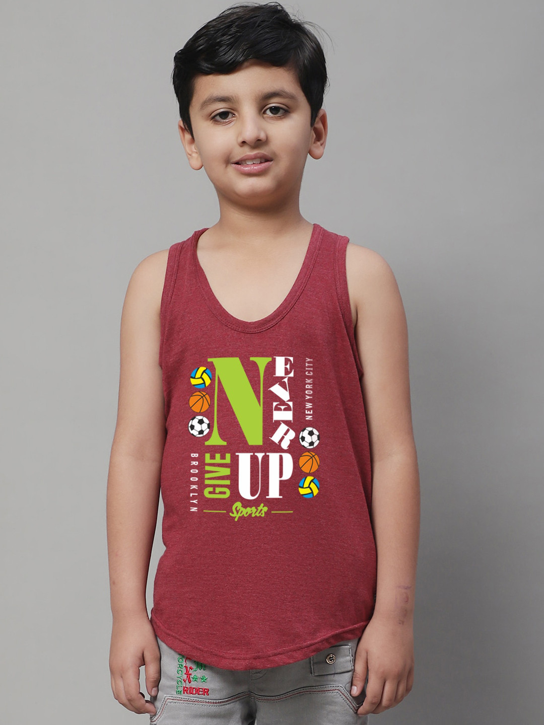 

Friskers Boys Printed Innerwear Vests, Maroon
