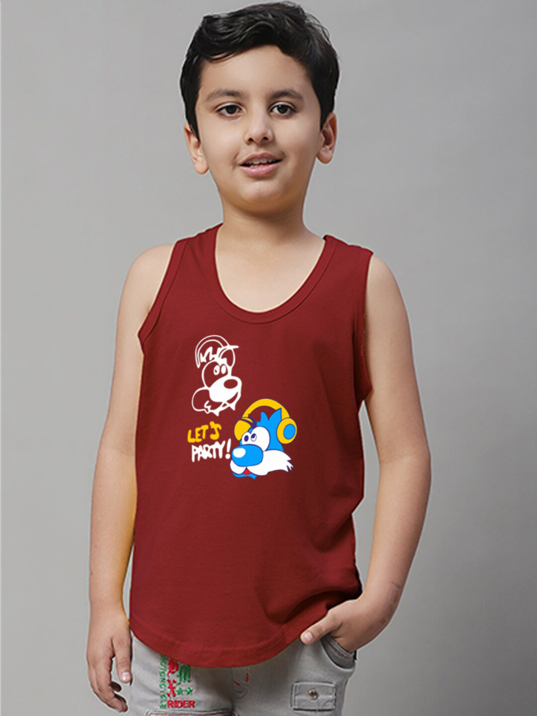 

Friskers Boys Graphic Printed Pure Cotton Innerwear Vest, Maroon