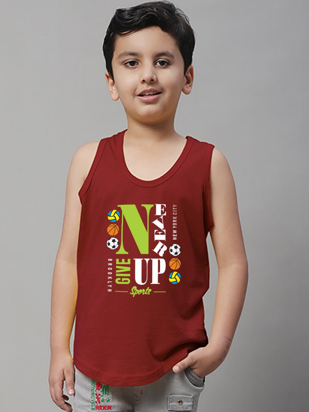 

Friskers Boys Printed Pure Cotton Innerwear Vest, Maroon