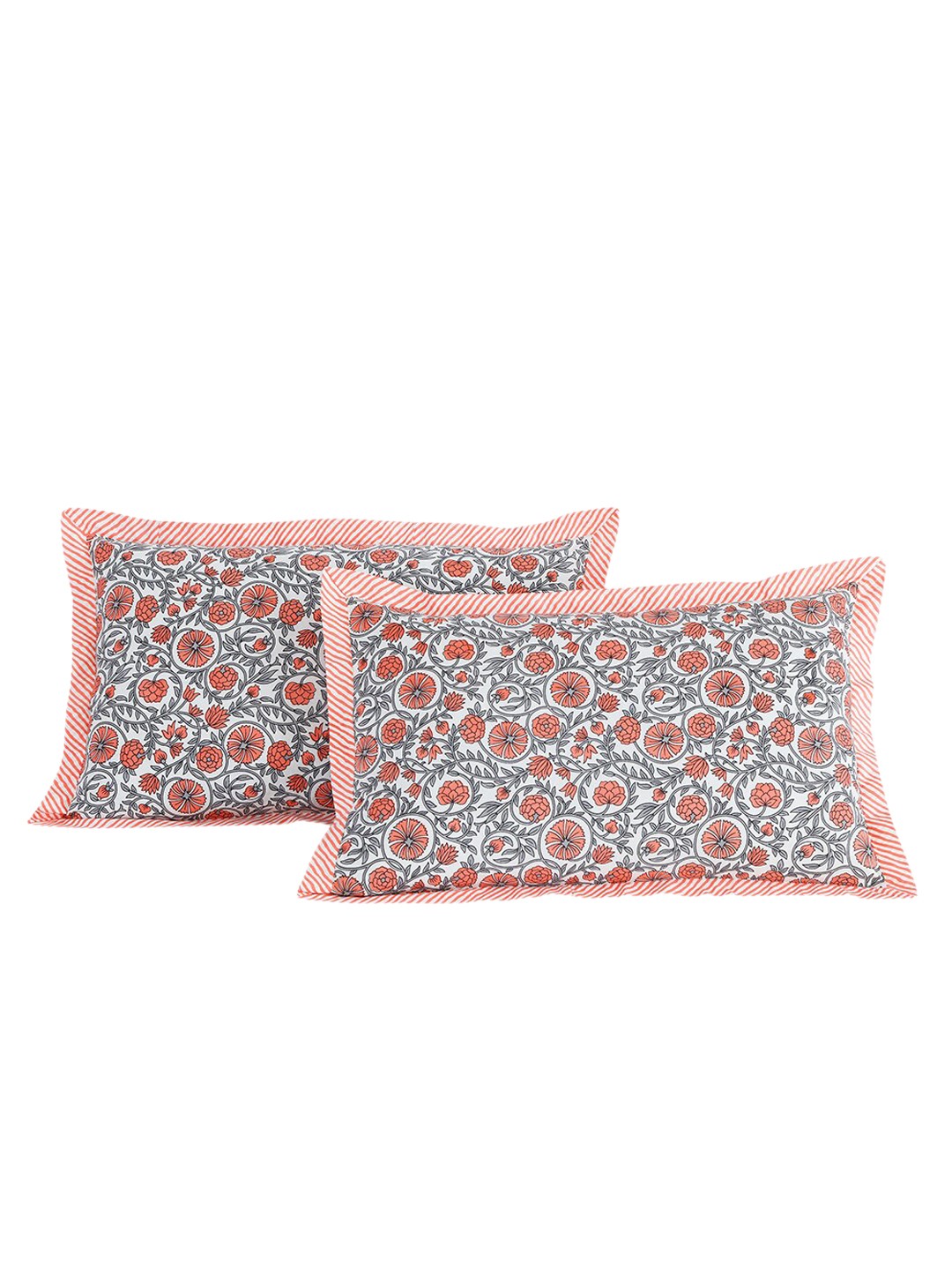 

Salona Bichona Pink 2 Pieces Floral Printed 144 TC Pure Cotton Pillow Covers