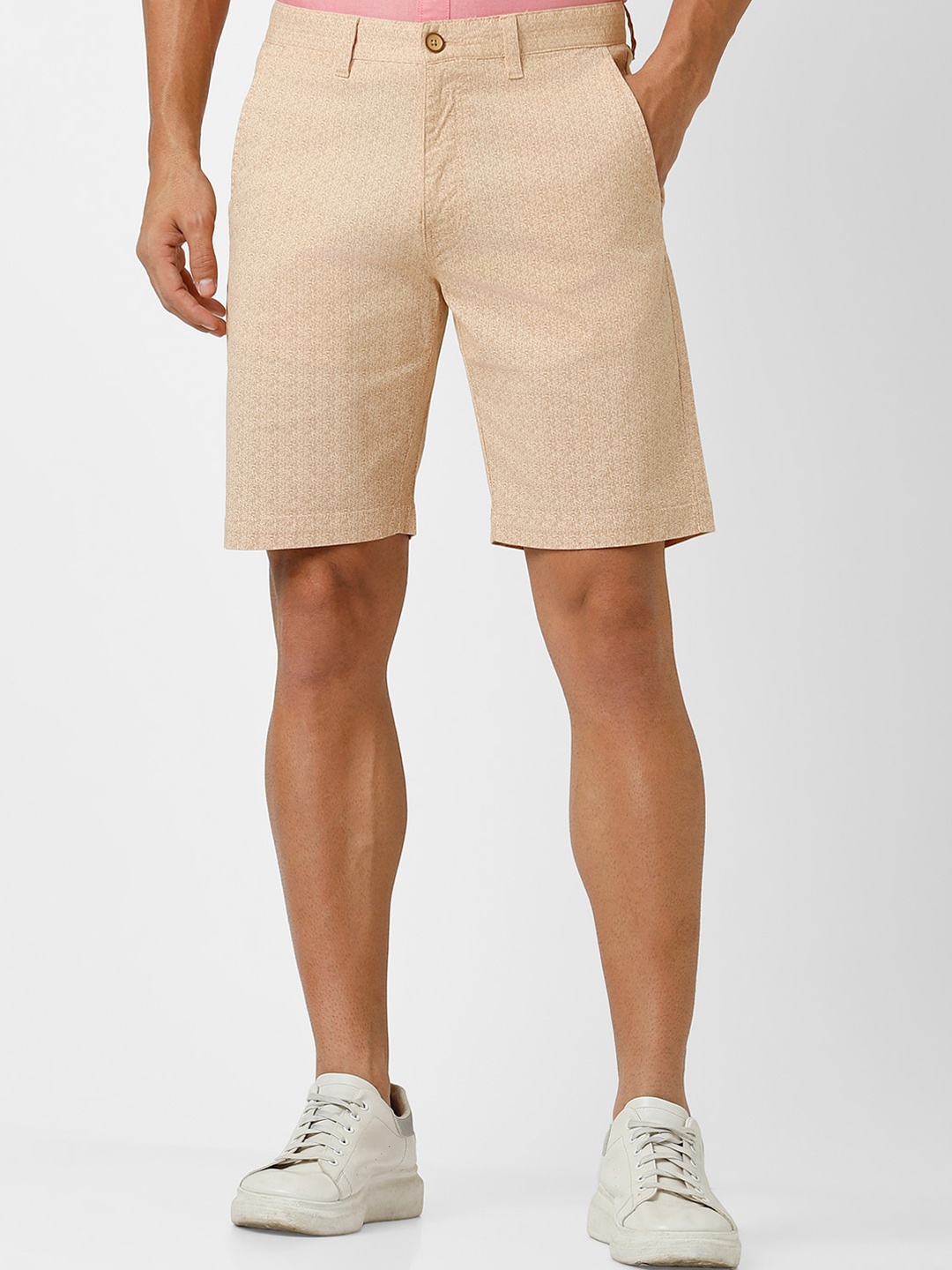 

Peter England Casuals Men Abstract Printed Chino Shorts, Beige