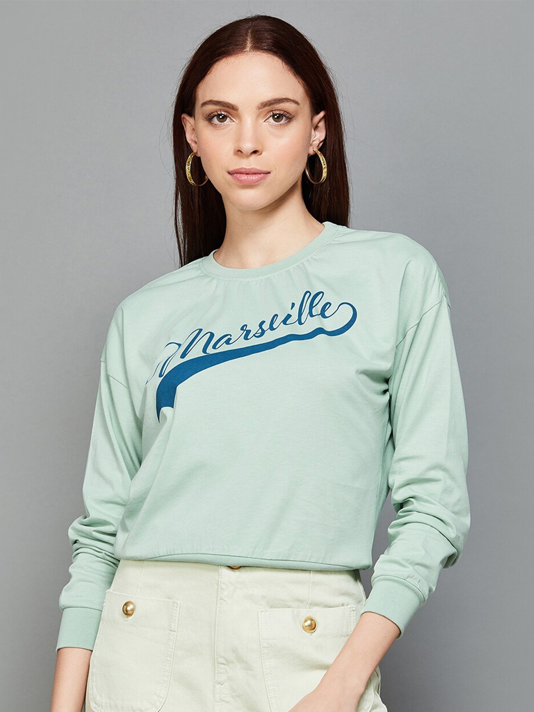 

Ginger by Lifestyle Typography Printed Cotton Pullover, Green