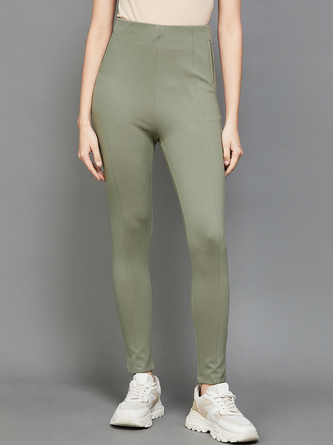 

Ginger by Lifestyle Women Slim Fit Mid-Rise Trousers, Grey