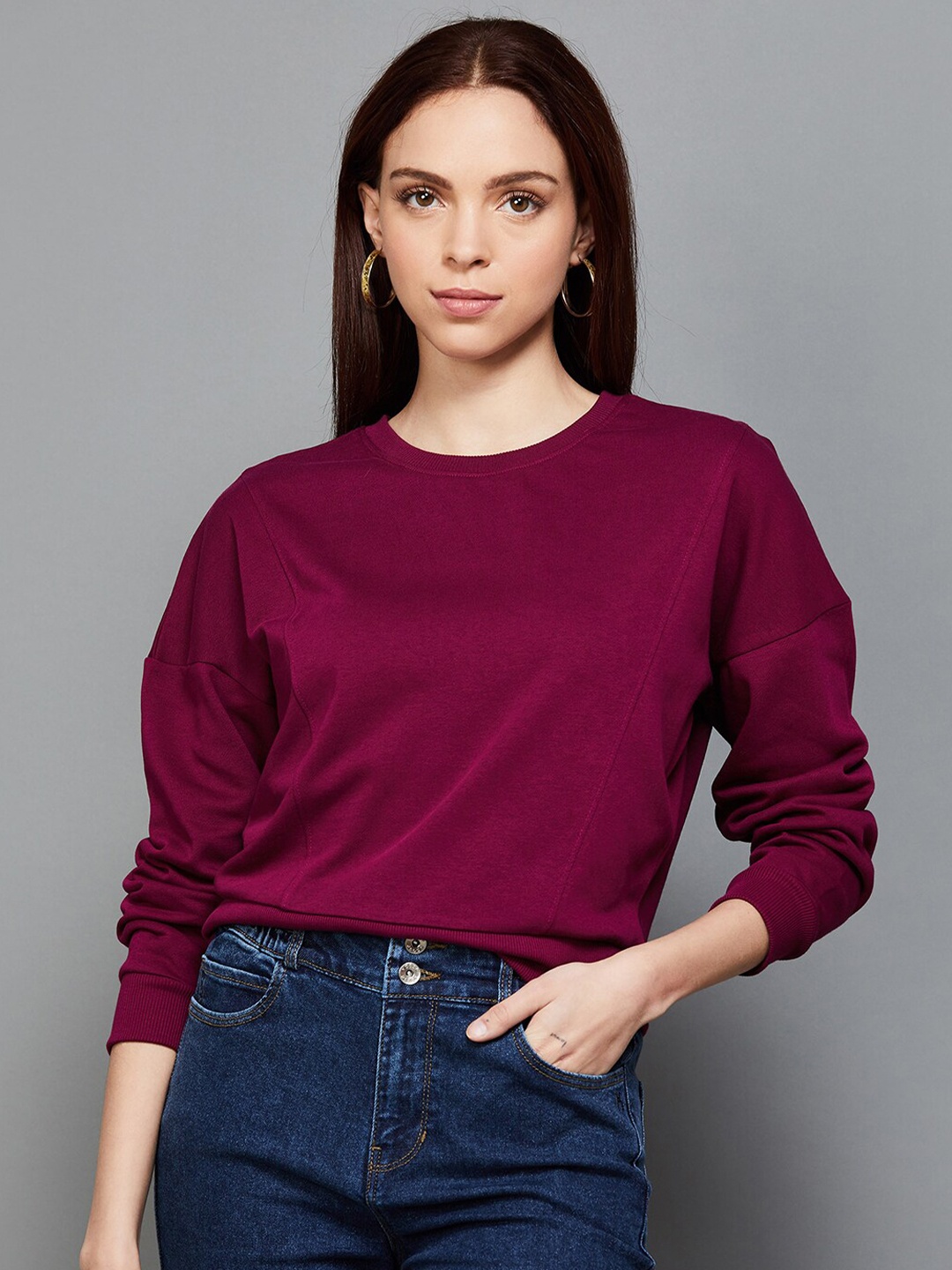 

Ginger by Lifestyle Round Neck Cotton Pullover, Burgundy