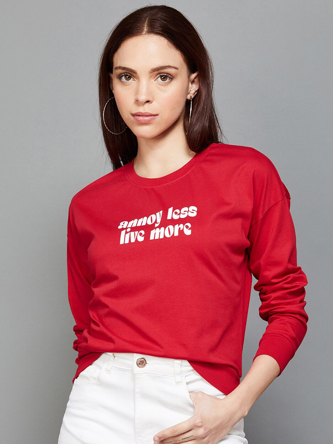 

Ginger by Lifestyle Typography Printed Cotton Pullover, Red