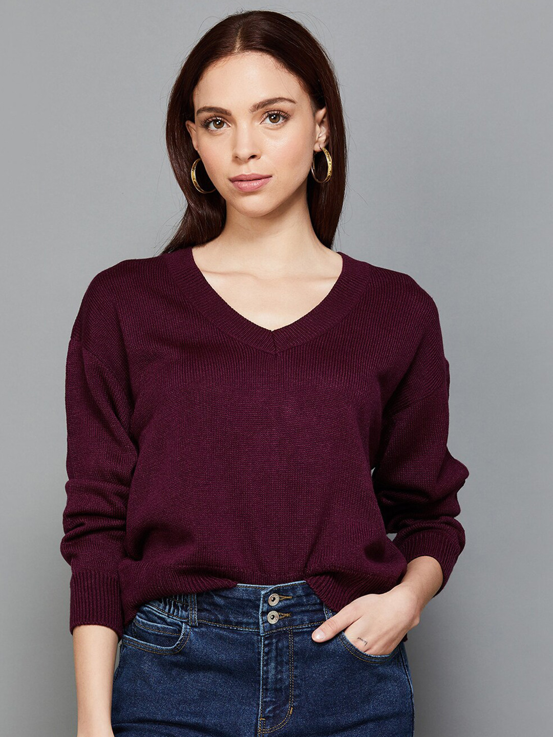 

Ginger by Lifestyle V-Neck Cotton Pullover, Red