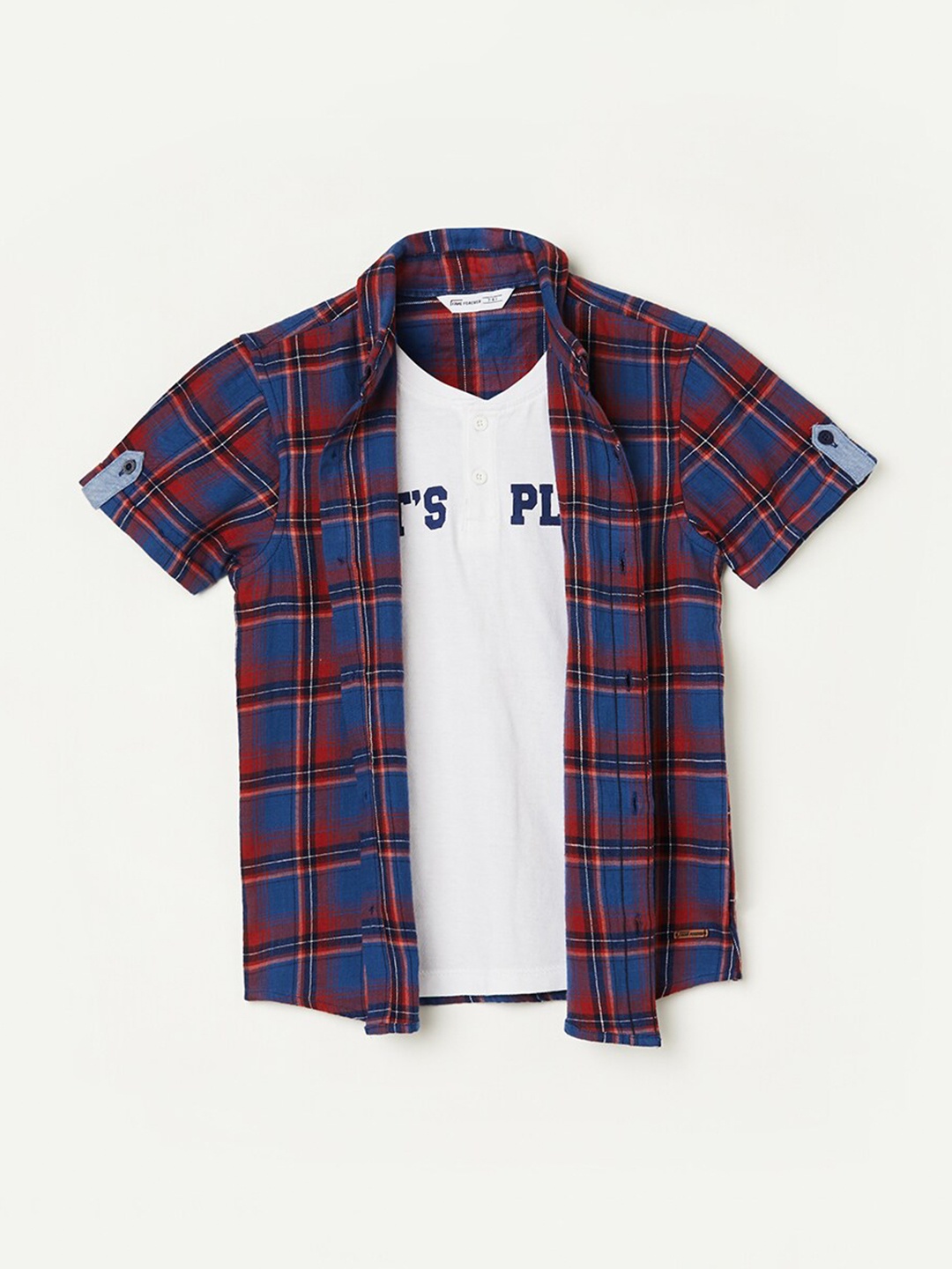 

Fame Forever by Lifestyle Boys Tartan Checked Cotton Casual Shirt, Red