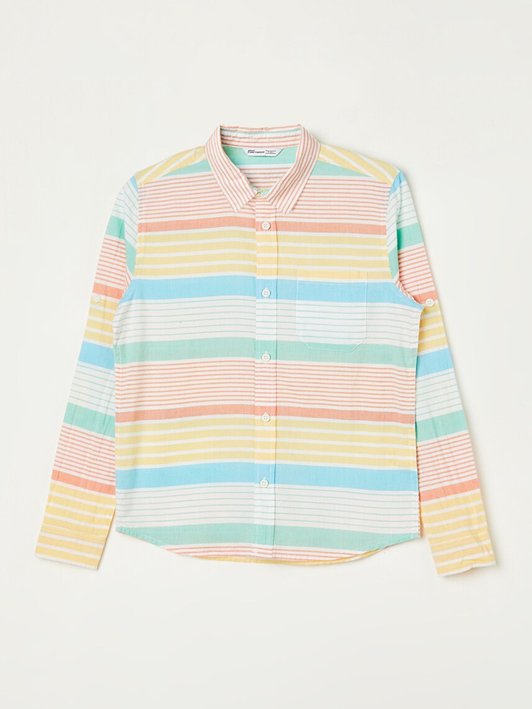 

Fame Forever by Lifestyle Boys Horizontal Striped Cotton Casual Shirt, Orange