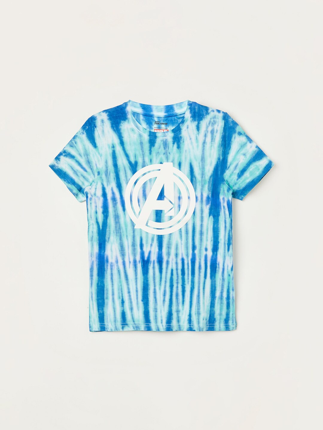 

Fame Forever by Lifestyle Boys Dyed Avengers Logo Printed Cotton T-shirt, Blue