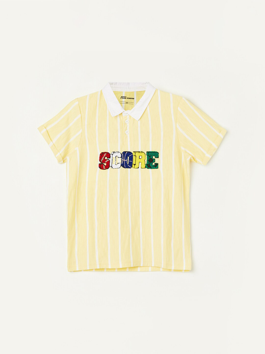 

Fame Forever by Lifestyle Boys Typography Printed Polo Collar Cotton T-shirt, Yellow