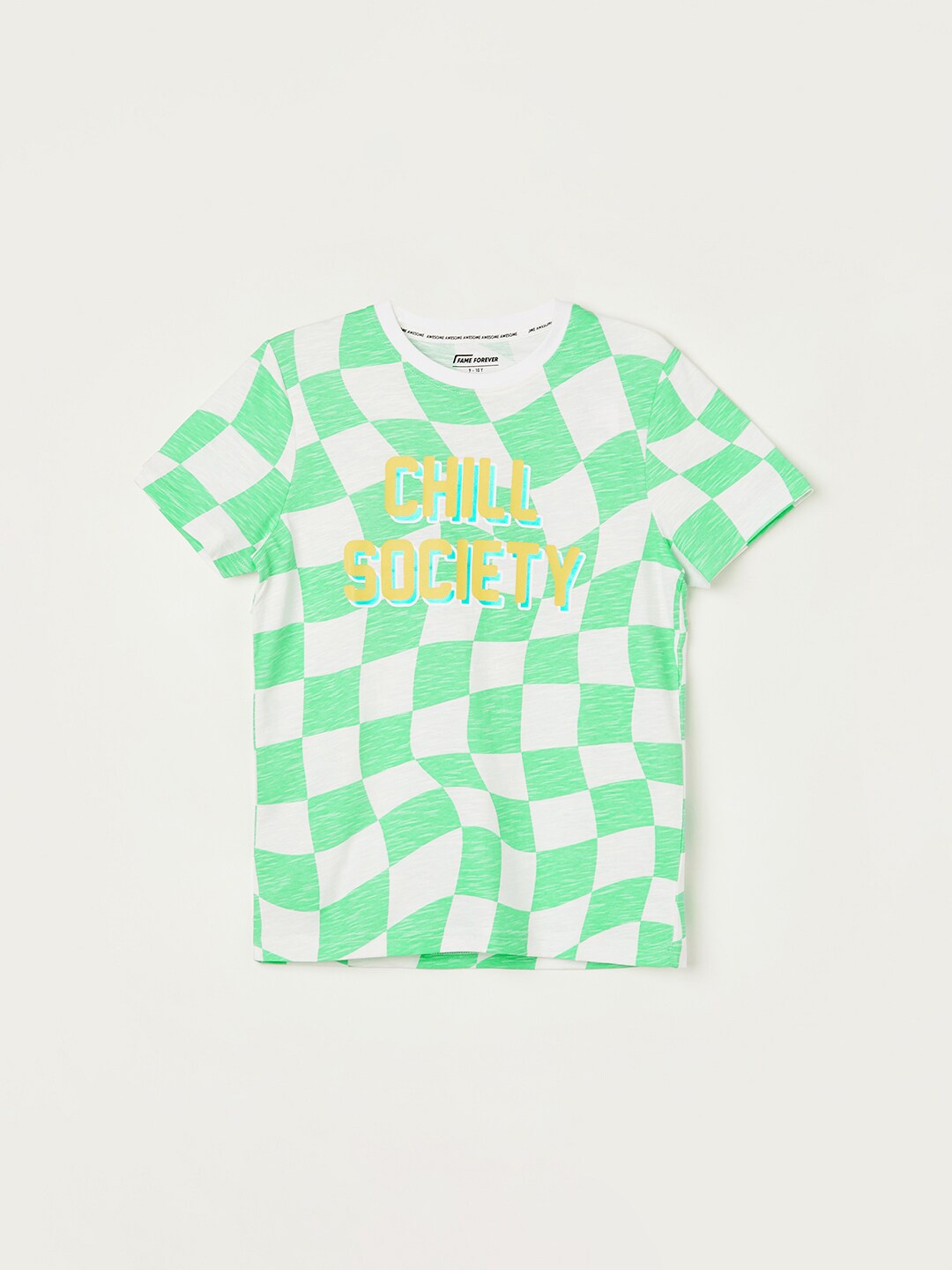 

Fame Forever by Lifestyle Boys Geometric Printed Cotton T-shirt, Green