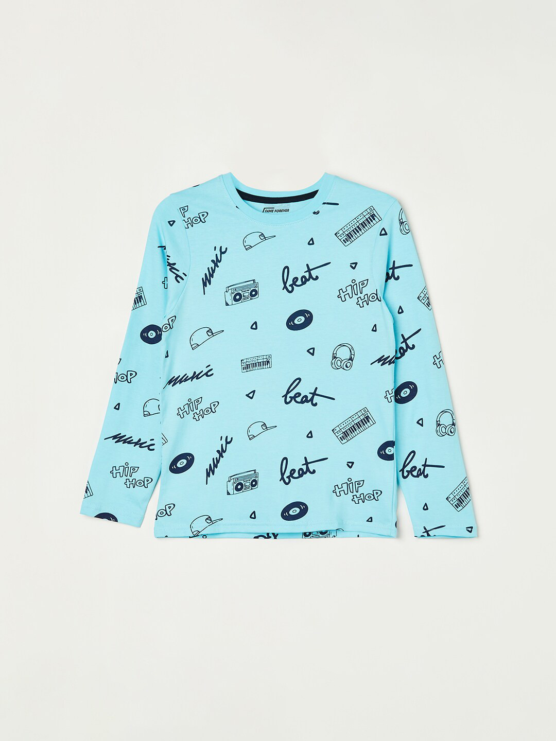 

Fame Forever by Lifestyle Boys Graphic Printed Round Neck Cotton Regular T-shirt, Blue