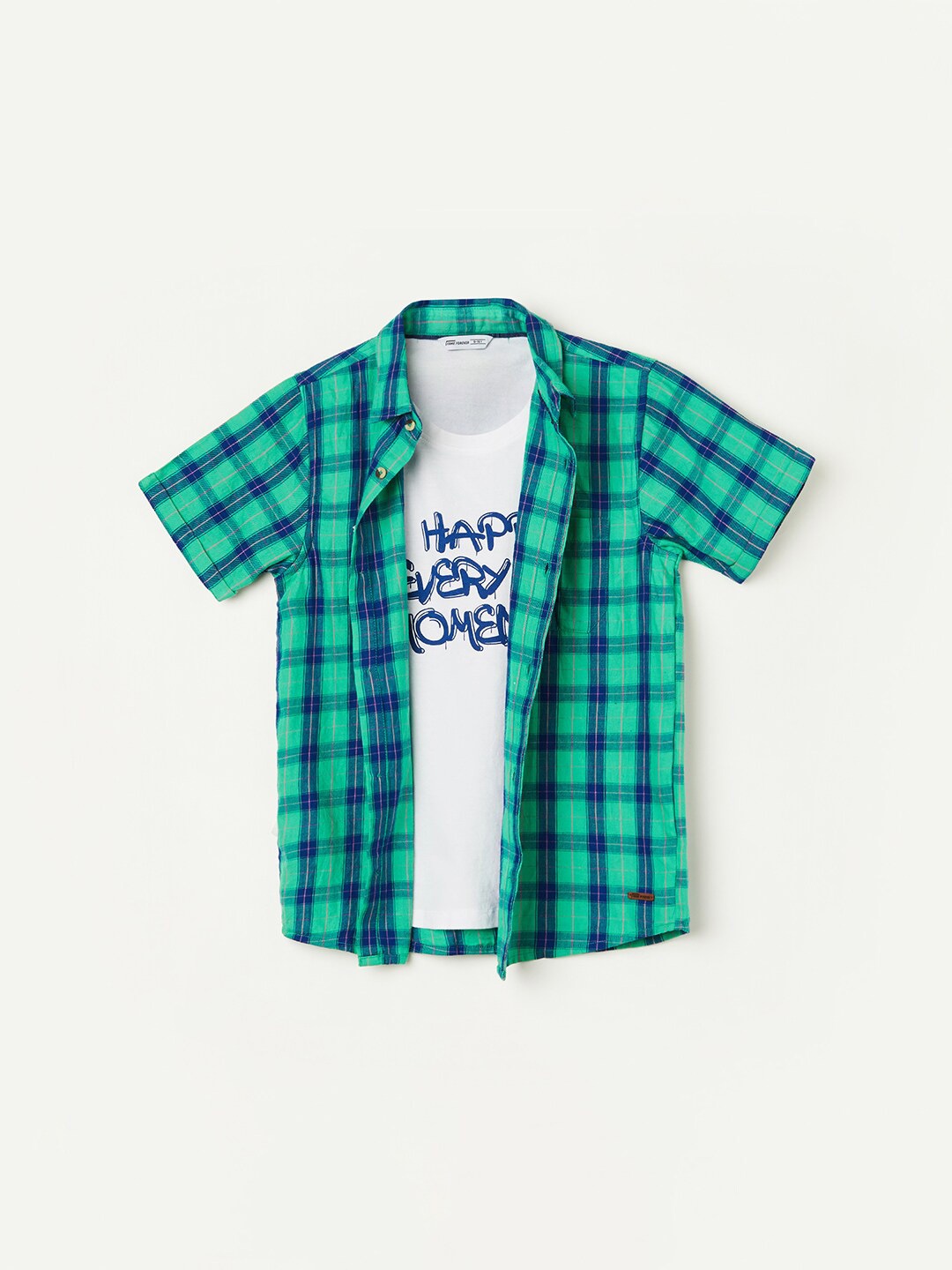 

Fame Forever by Lifestyle Boys Buffalo Checked Cotton Casual Shirt, Green