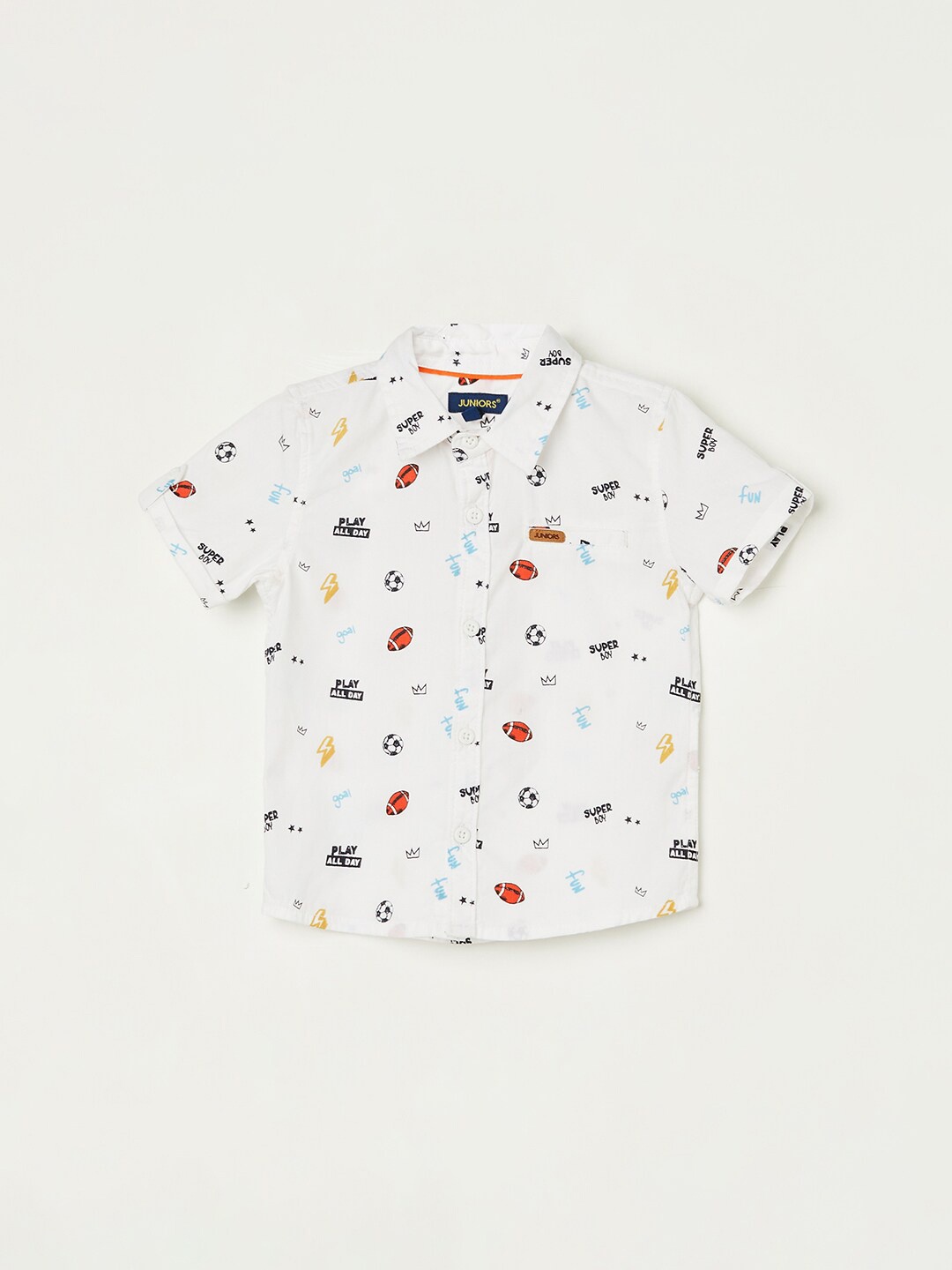 

Juniors by Lifestyle Boys Conversational Printed Cotton Casual Shirt, White