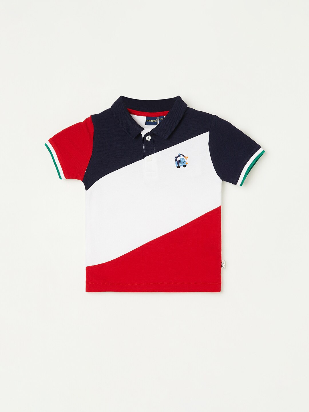

Juniors by Lifestyle Boys Colourblocked Polo Collar Cotton Regular T-shirt, White