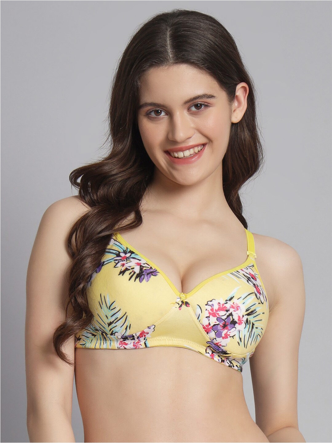

Extoes Floral Printed Full Coverage Lightly Padded Push-Up Bra With All Day Comfort, Yellow
