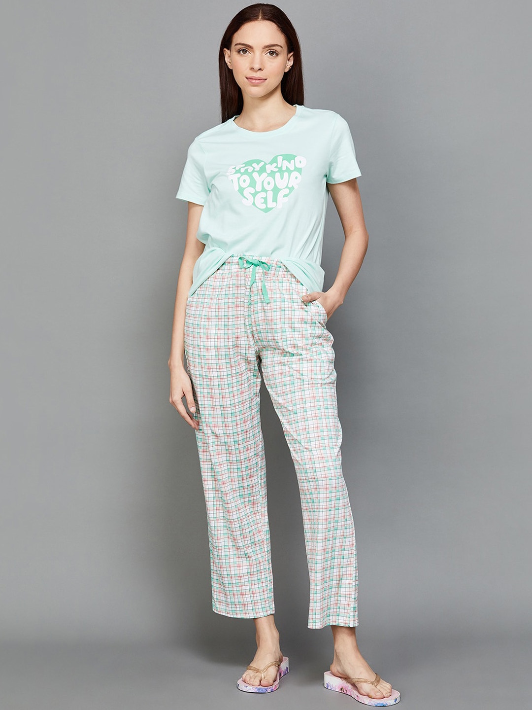 

Ginger by Lifestyle Printed Pure Cotton Night Suit, Green