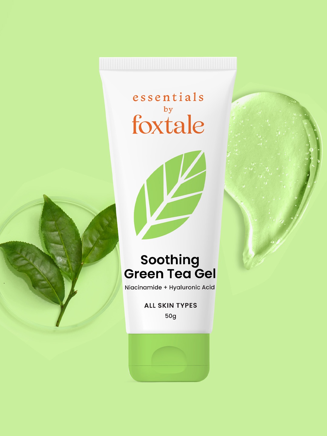 

FoxTale Essentials Soothing Green Tea Gel with Niacinamide+HA - 50 g, White