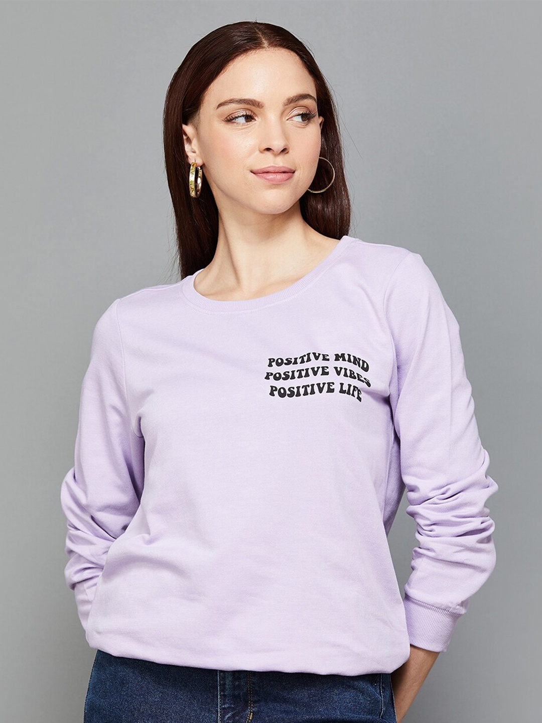 

Fame Forever by Lifestyle Typography Printed Cotton Pullover Sweatshirt, Purple